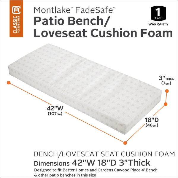 Classic Accessories Patio Bench/Settee Cushion Foam 3" Thick HighDensity Foam On Sale